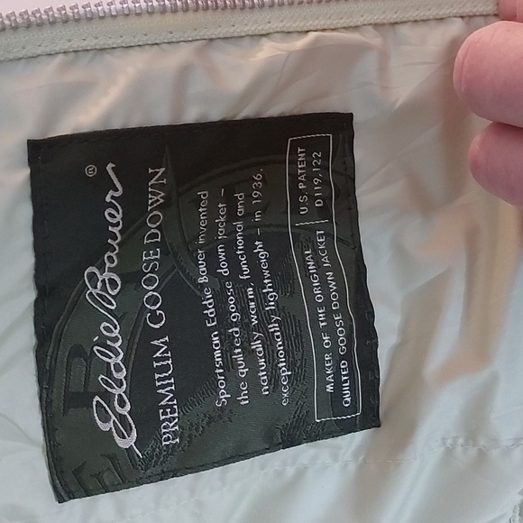 Eddie Bauer Quilted Goose Down Filled Jacket.  Mint Green Size Large - Picture 7 of 9
